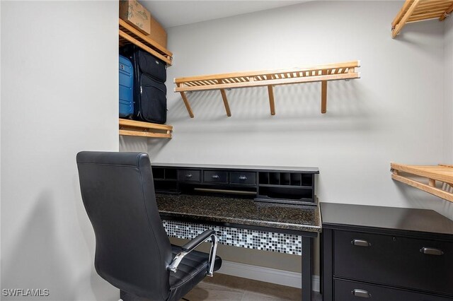 home office featuring built in desk