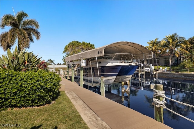 view of dock featuring a water view