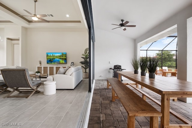 dining area featuring ceiling fan