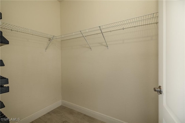 walk in closet featuring wood-type flooring