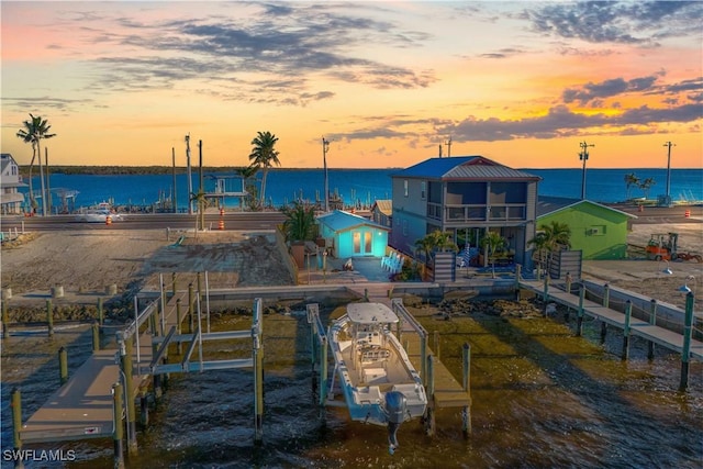 water view with a boat dock