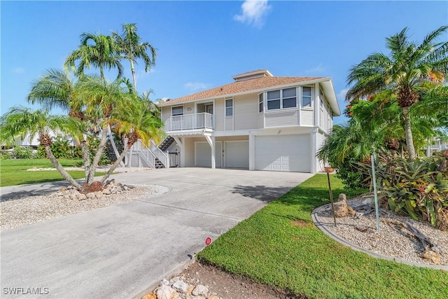 coastal home with a garage