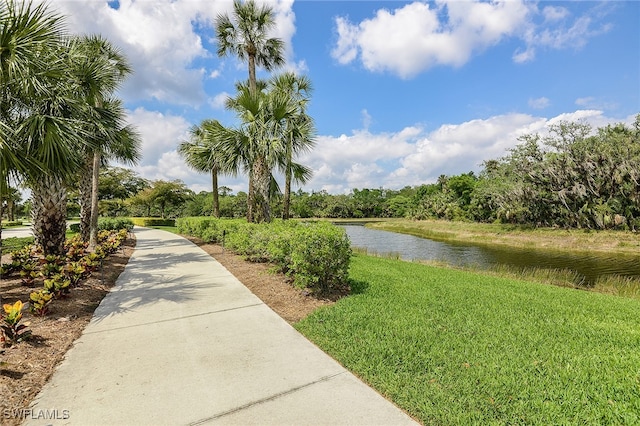 view of property's community with a water view