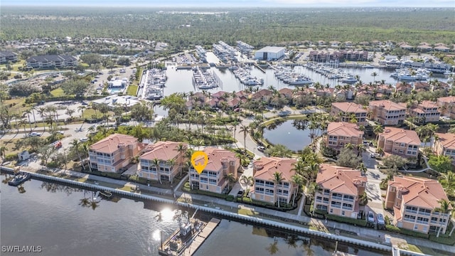 bird's eye view featuring a water view