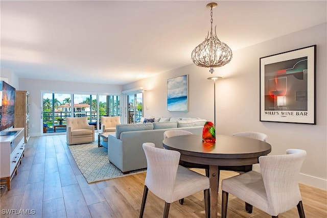 dining room with light hardwood / wood-style floors