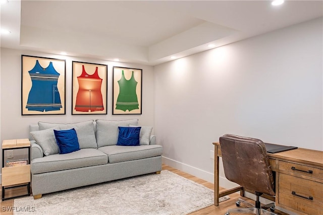 office area featuring hardwood / wood-style floors