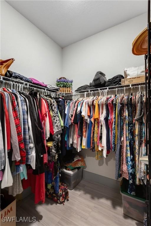 walk in closet featuring hardwood / wood-style flooring