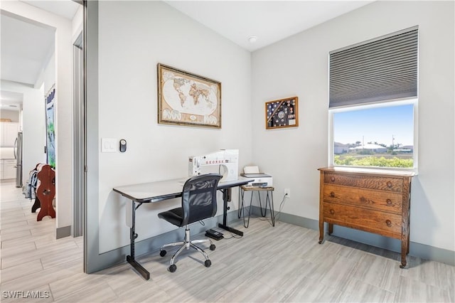 office area featuring light hardwood / wood-style flooring