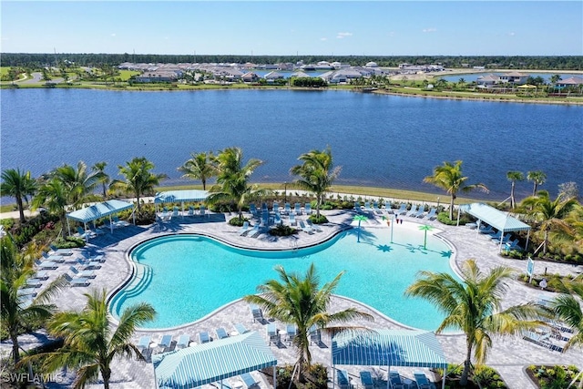 4096 Pegasus Way, Naples, FL 34120 - community pool featuring a water view and a patio
