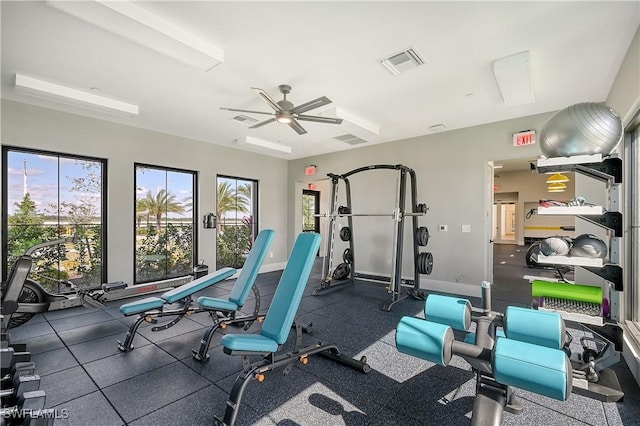 4096 Pegasus Way, Naples, FL 34120 - gym featuring a ceiling fan