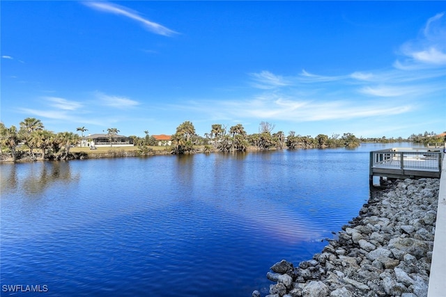 view of dock featuring a water view