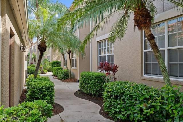 exterior space featuring stucco siding