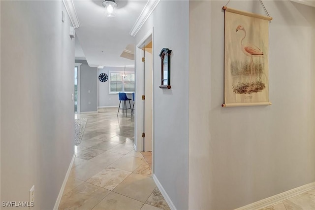 corridor with crown molding