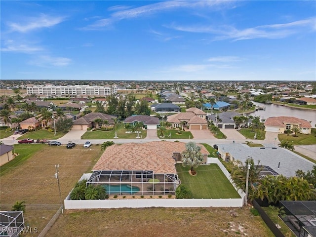 aerial view with a residential view