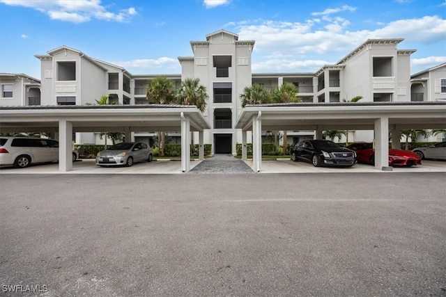 view of covered parking lot