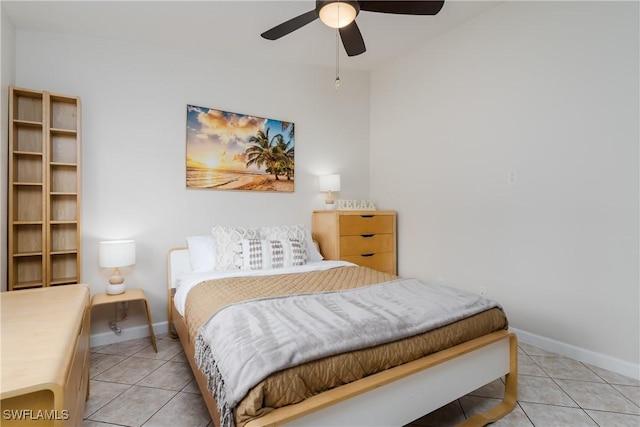 6750 Beach Resort Dr Unit 10, Naples, FL 34114 - bedroom with a ceiling fan, tile patterned floors, and baseboards