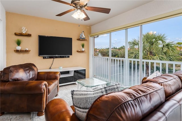 6750 Beach Resort Dr Unit 10, Naples, FL 34114 - living room featuring a ceiling fan