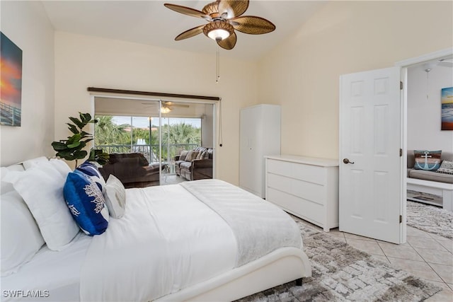 6750 Beach Resort Dr Unit 10, Naples, FL 34114 - bedroom featuring light tile patterned floors, ceiling fan, and access to outside