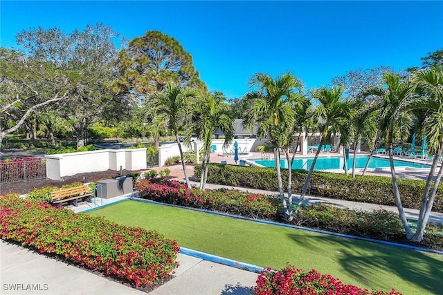 view of home's community featuring a swimming pool