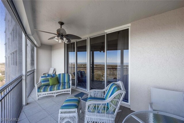 balcony with ceiling fan