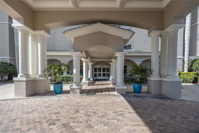 property entrance with french doors