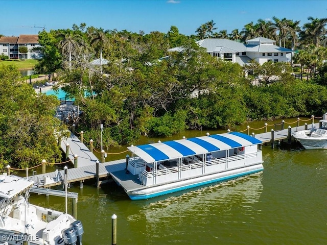 view of dock featuring a water view