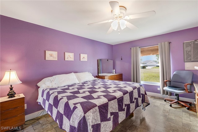 bedroom featuring ceiling fan