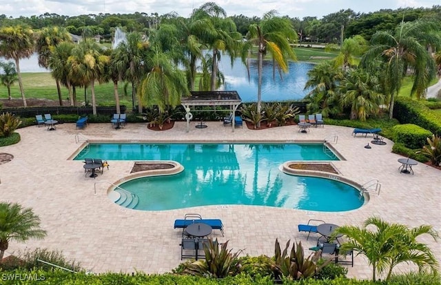 view of swimming pool with a patio