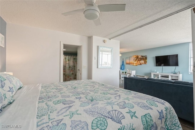 5600 Bonita Beach Rd Unit 508, Bonita Springs, FL 34134 - bedroom with a textured ceiling and ceiling fan