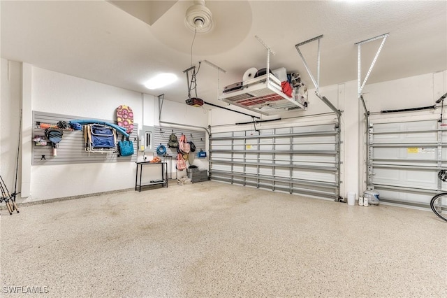 garage with a garage door opener