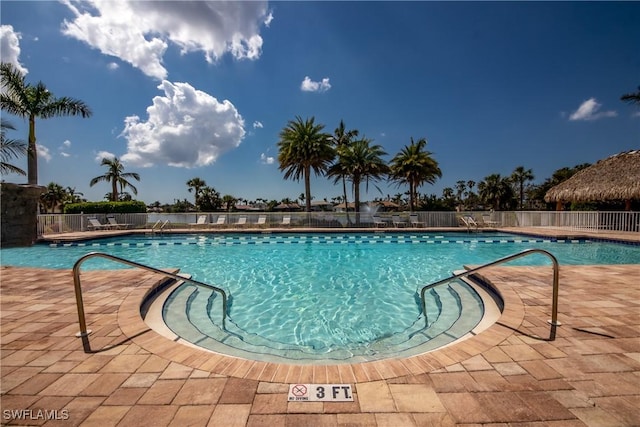 view of pool featuring a patio area