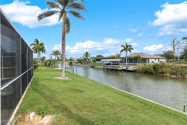 exterior space with a boat dock