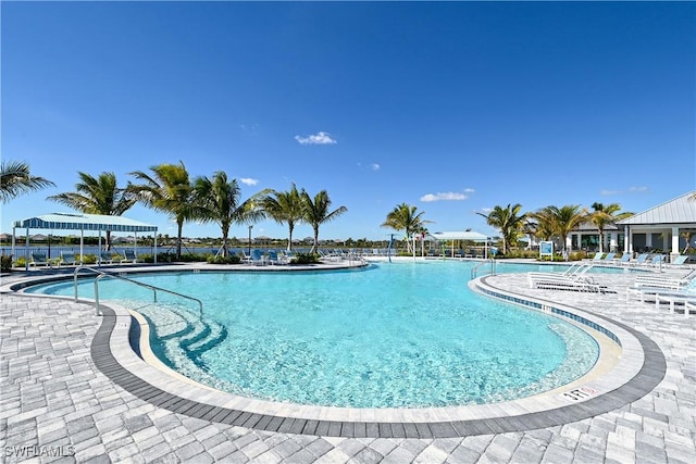 4075 Pegasus Way, Naples, FL 34120 - community pool with a patio