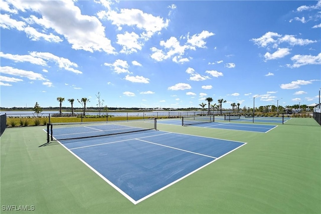 4075 Pegasus Way, Naples, FL 34120 - view of tennis court featuring community basketball court and a water view
