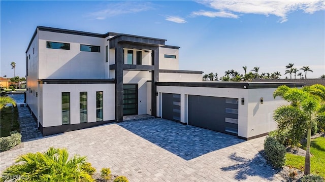 contemporary home featuring a garage