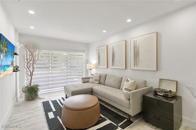 living room featuring light hardwood / wood-style floors