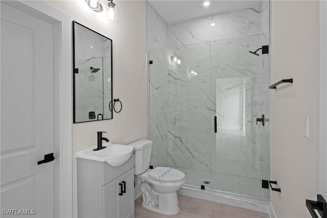 1201 E 7th St, Lehigh Acres, FL 33972 - full bathroom with vanity, a marble finish shower, and toilet