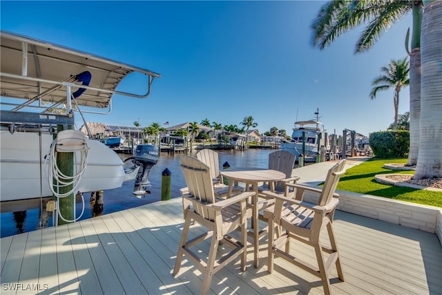 dock area featuring a water view