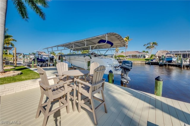 dock area with a water view