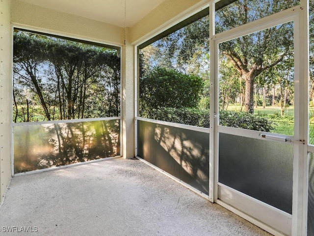 view of unfurnished sunroom