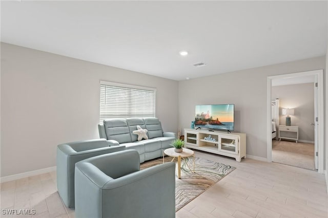 living room featuring light hardwood / wood-style flooring