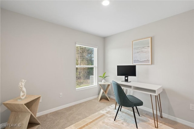 office featuring light colored carpet