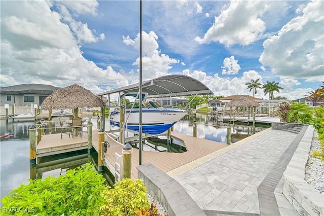 view of dock featuring a water view