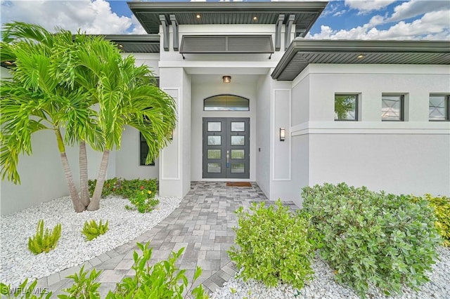 doorway to property with french doors