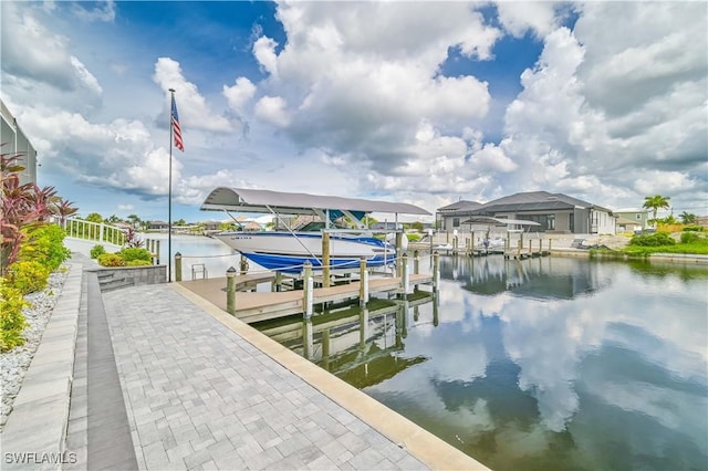 dock area featuring a water view