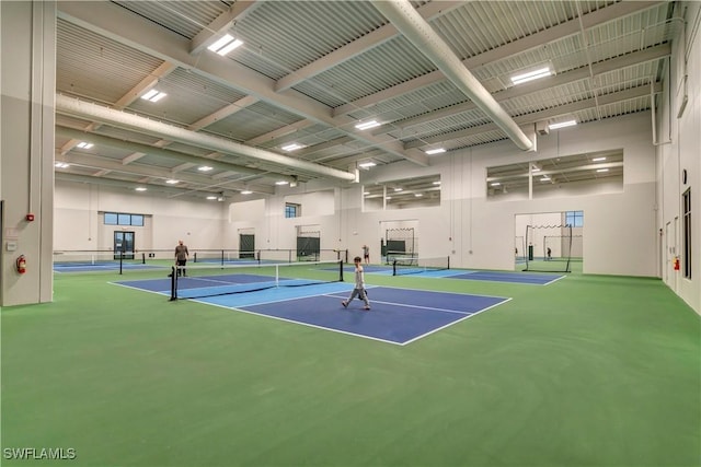 view of tennis court with basketball court