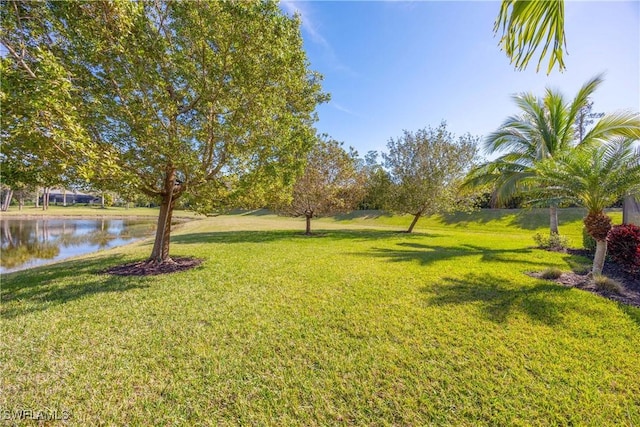 view of yard featuring a water view