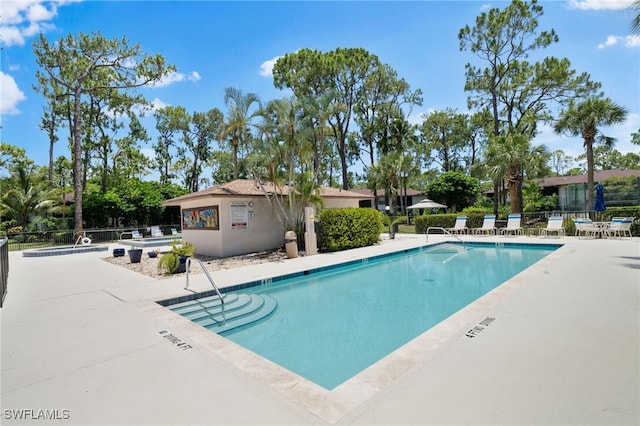 view of pool featuring a patio