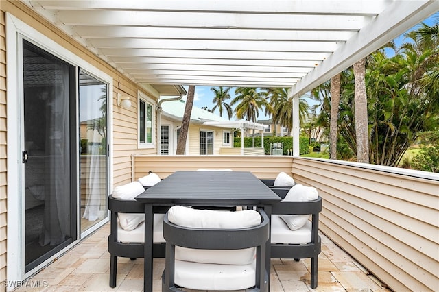 exterior space with a pergola