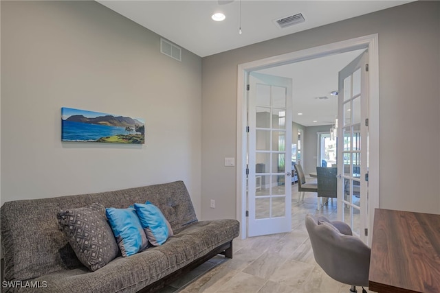 interior space featuring french doors